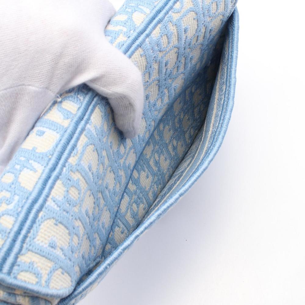 Dior Saddle Oblique White Canvas Handbag Blue - Picture 5 of 6